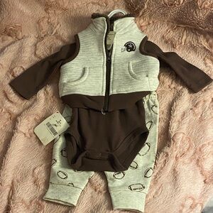 Baby Essentials Brown and Cream Outfit Set